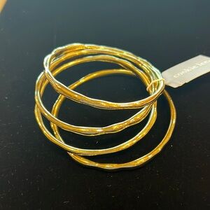 Gold Tone Irregular Shaped Bangles Set of 4 by Cookie Lee #96020